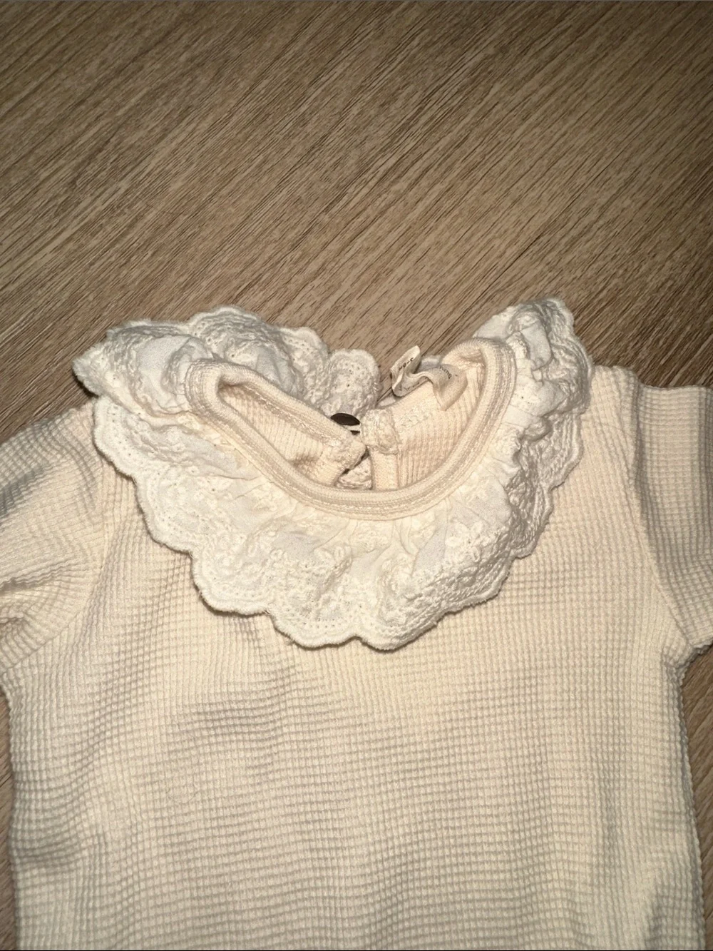 Quincy Mae waffle body suit with lace collar